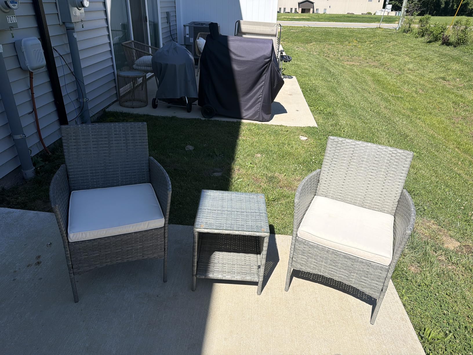 Best Choice Products 3-Piece Outdoor Wicker Conversation Bistro Set, Space Saving Patio Furniture for Garden w/Side Table - Natural/Ivory customer photo 1