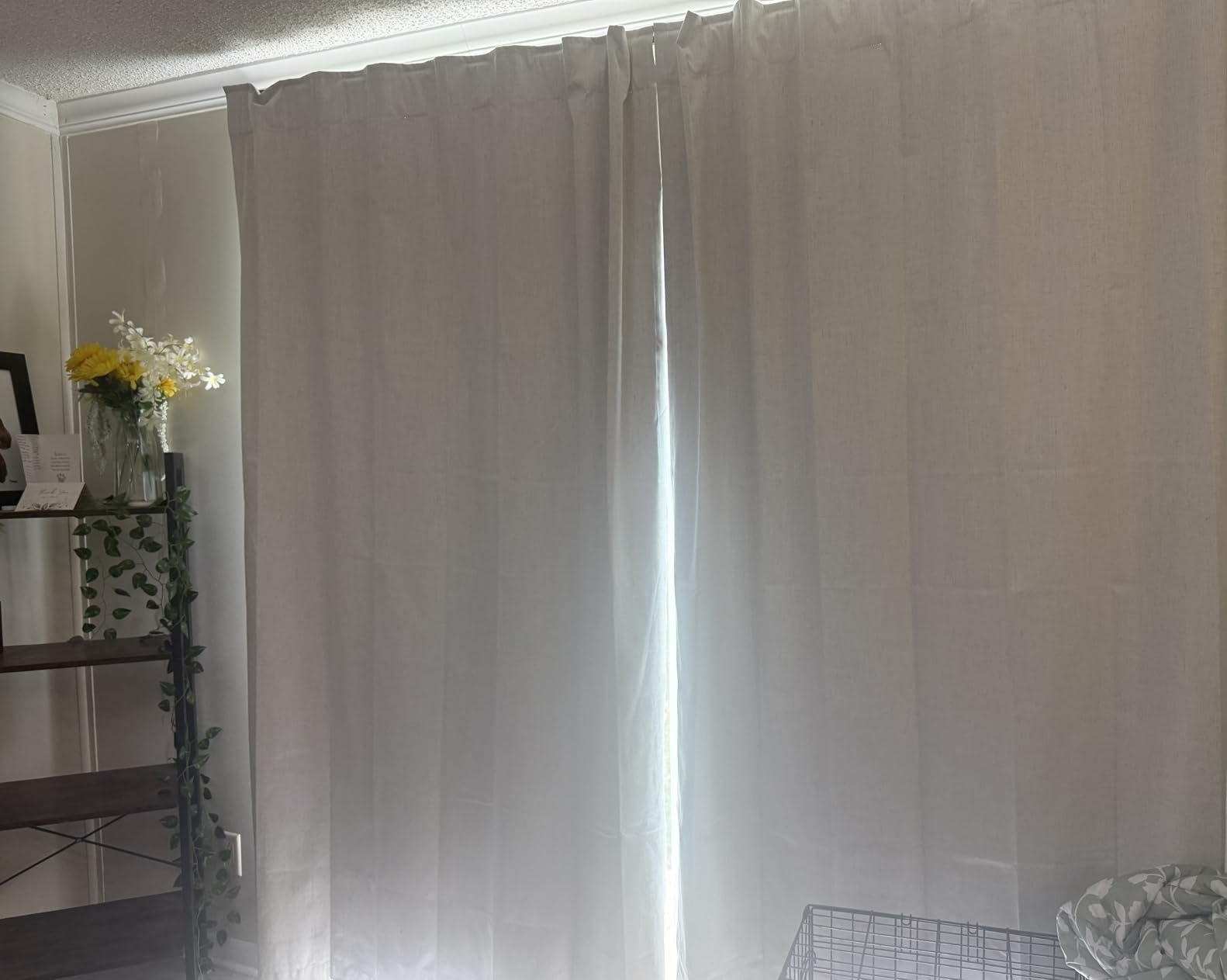 Guken Cream Linen Blackout Curtains 84 Inch Length 2 Panels Set for Living Room Bedroom Back Tab Thermal Insulated 100% Black Out Drapes Room Darkening Window Curtain Ivory Natural Beige customer photo 2