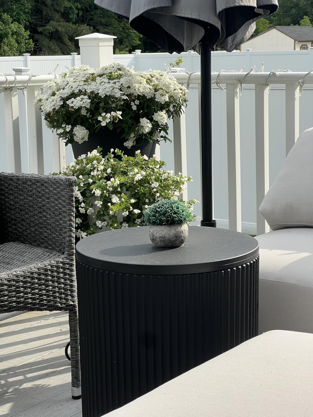 Veradek Umbrella Side Table - Outdoor Patio Table with Umbrella Hole for Porch/Patio | Durable Plastic-Stone Composite Material & Easy Assembly | Modern Coffee, Picnic or Poolside Table customer photo 2