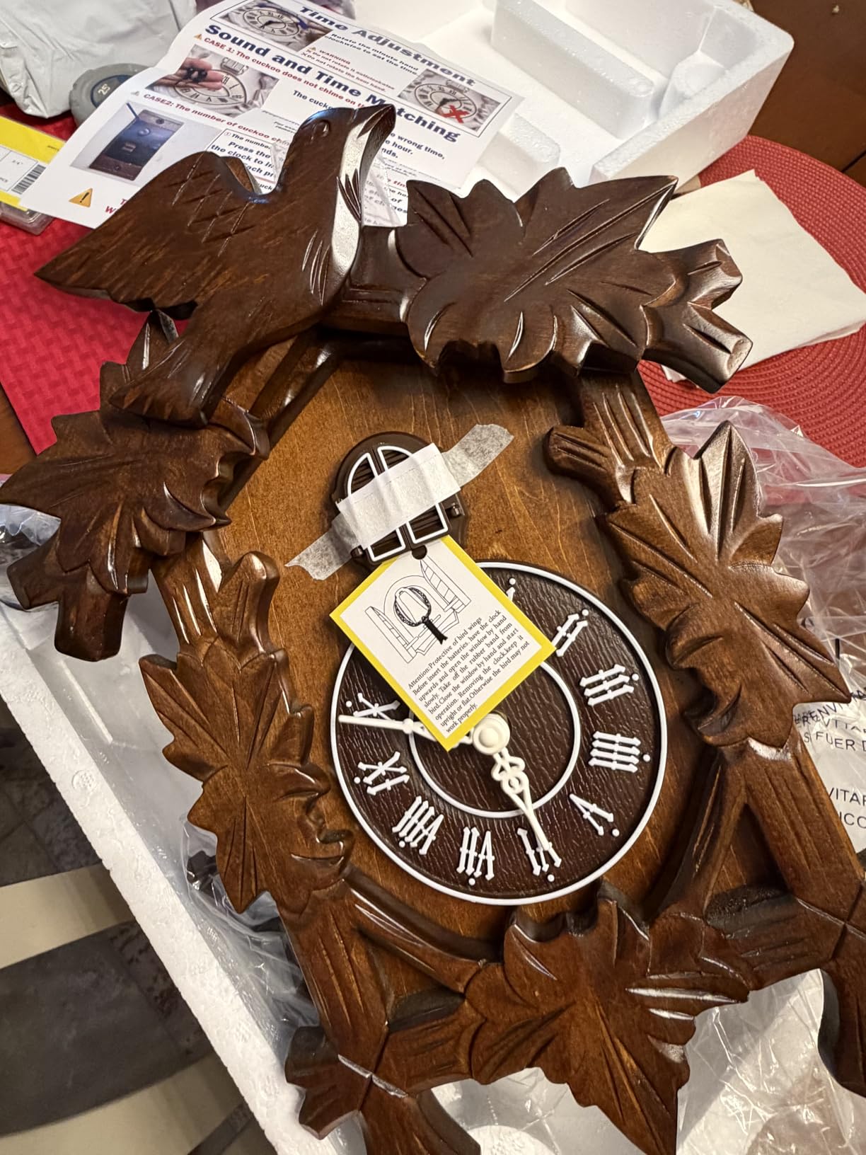 Rylai Cuckoo Clock Large Wooden Wall Clock Handcrafted 13x9.5 Inch (White) customer photo 1