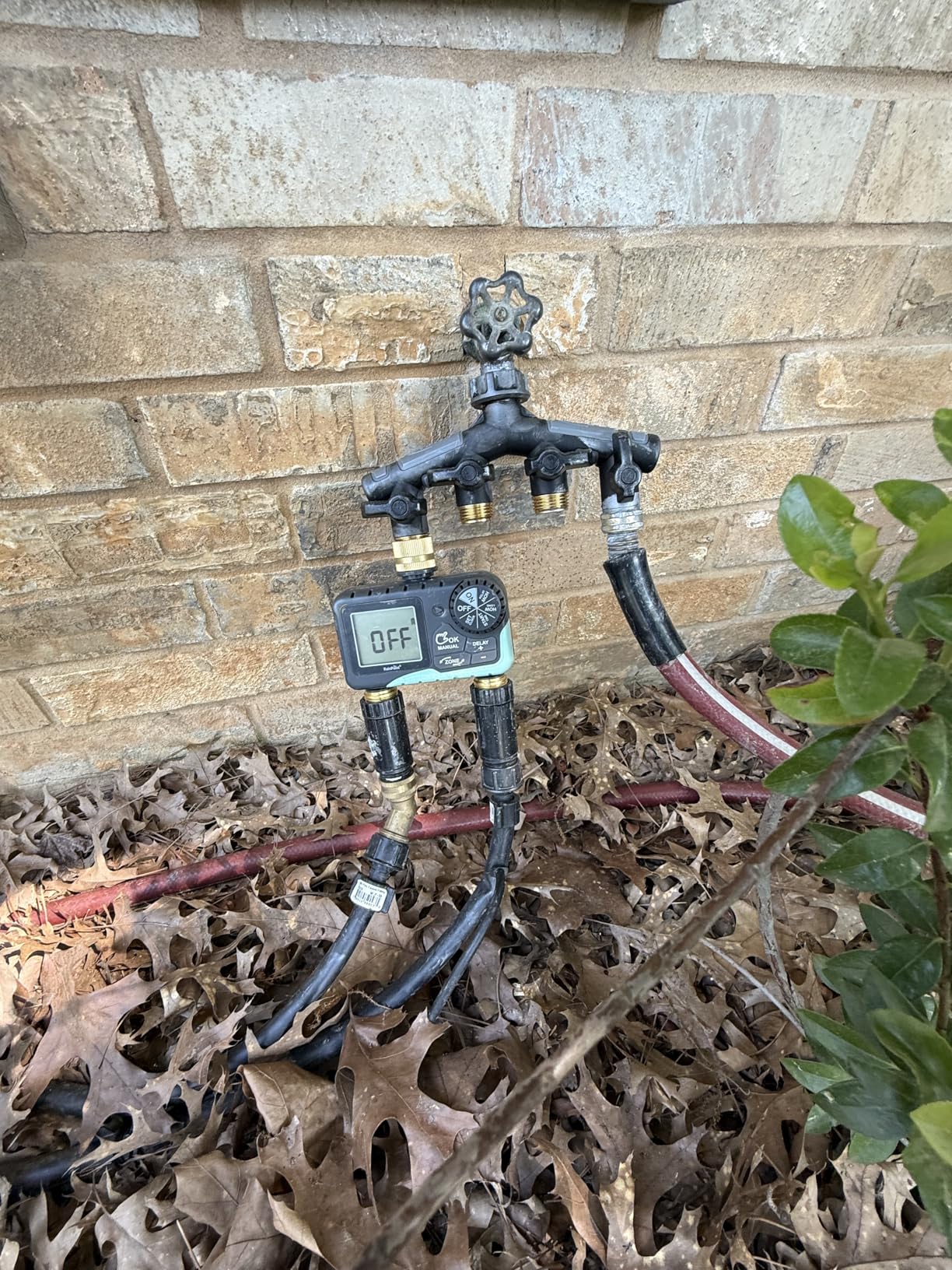 RAINPOINT 2 Zone Sprinkler Timer with Brass Inlet and Outlet - Water Timer for Garden Hose with Rain Delay/Manual Watering/Automatic Irrigation Controller System for Yard Lawn Garden customer photo 2