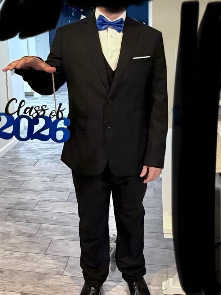 MAGE MALE Mens Two Button 3-Piece Suits Slim Fit Tuxedo Set with Blazer Jacket Vest & Pants for Wedding Prom Business customer photo 1