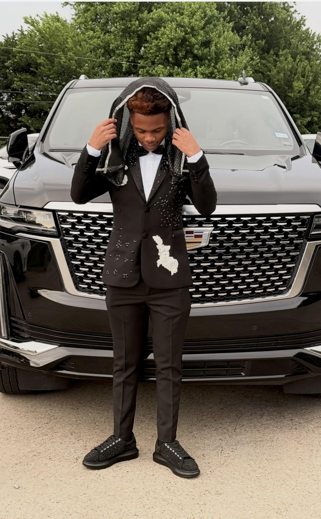 Luxury Men's 2 Piece Suit Slim Fit Solid 2 Button Beads Crystal Party Wedding Tuxedo Suits Blazer Jacket Pants Set customer photo 2