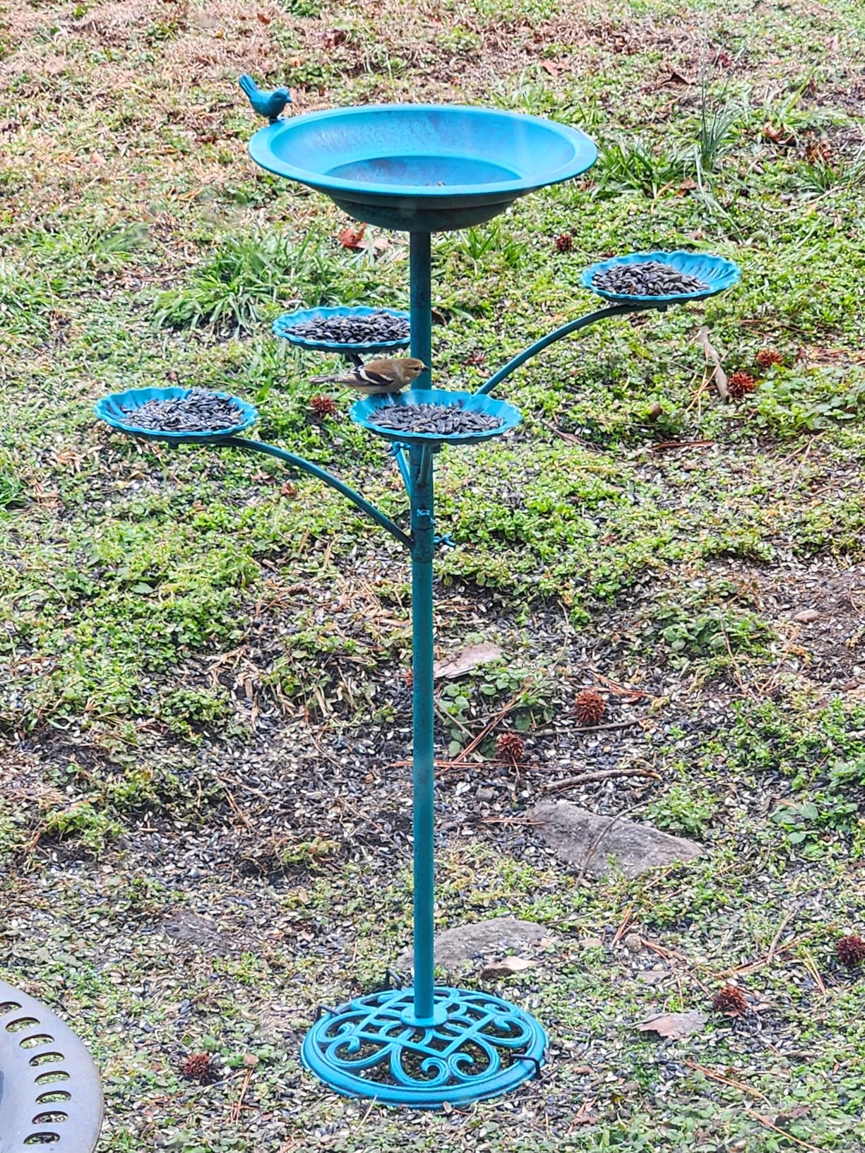 HOUYANG Solar Fountain Bird Bath, Metal Bird Bath Bubbler, Outdoor Bird Bath Bowl, for Outdoors Garden Patio Decor customer photo 1