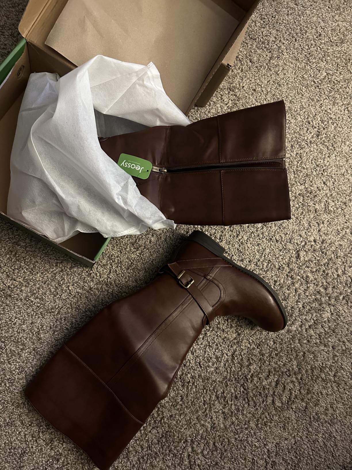 Jeossy Women's 950 Knee High Riding Tall Boots, Comfortable with Metal Buckle and Zipper Boots with Wide Calf and Wide Widths customer photo 2