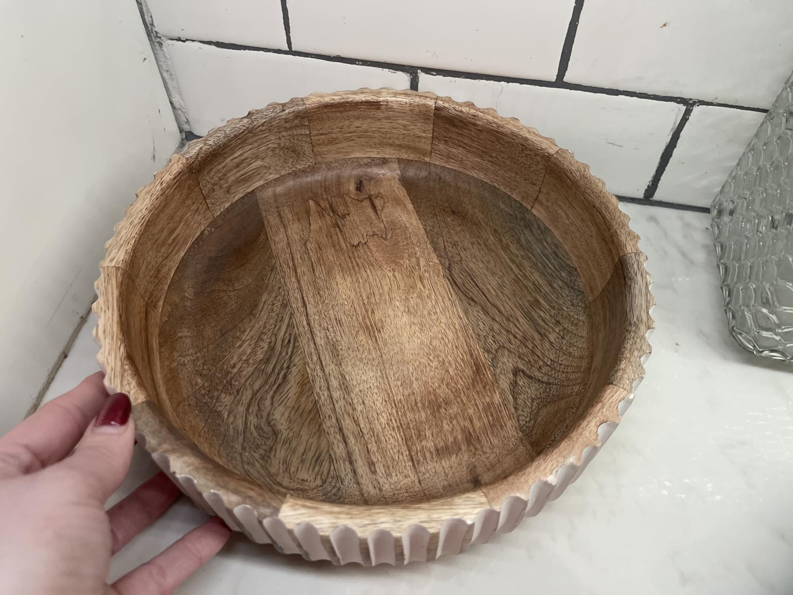 Kimona Fruit Bowls Wood Fruit Bowl or Decorative Bowl for Table Décor for Kitchen Counter or Farmhouse Christmas Centerpiece (10