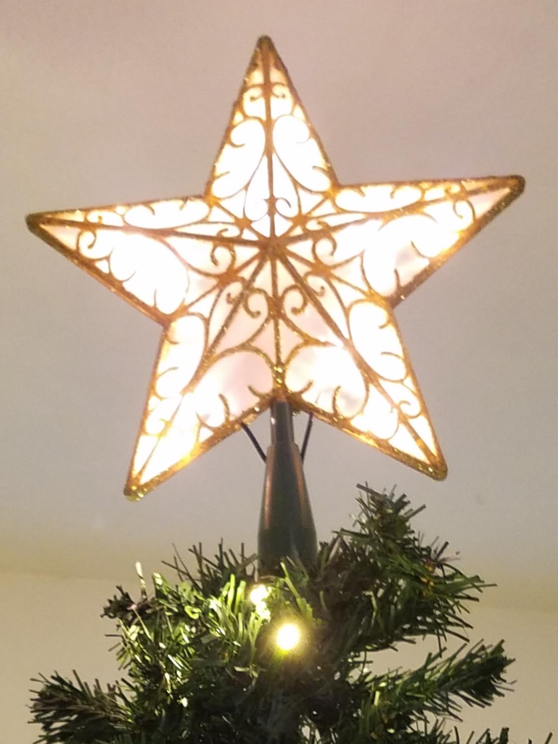 Dazzle Bright 11'' Star Tree Topper, Glitter Christmas Tree Top with 10 Lights, Xmas Tree Decoration (Gold) customer photo 2