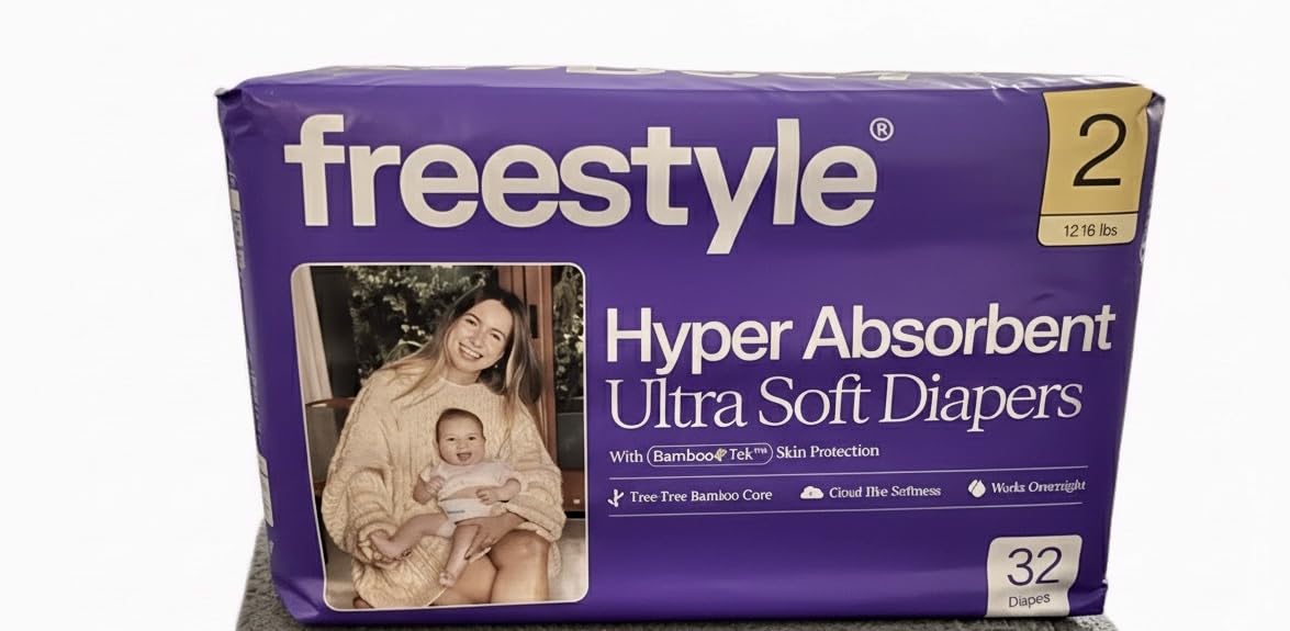 Freestyle BambooTek Diapers - (Size 1) Hyper Absorbent & Non-Toxic - Disposable Diapers for Sensitive Skin - Ultra Soft Diapers (8-14 lbs) - 204 Count customer photo 2