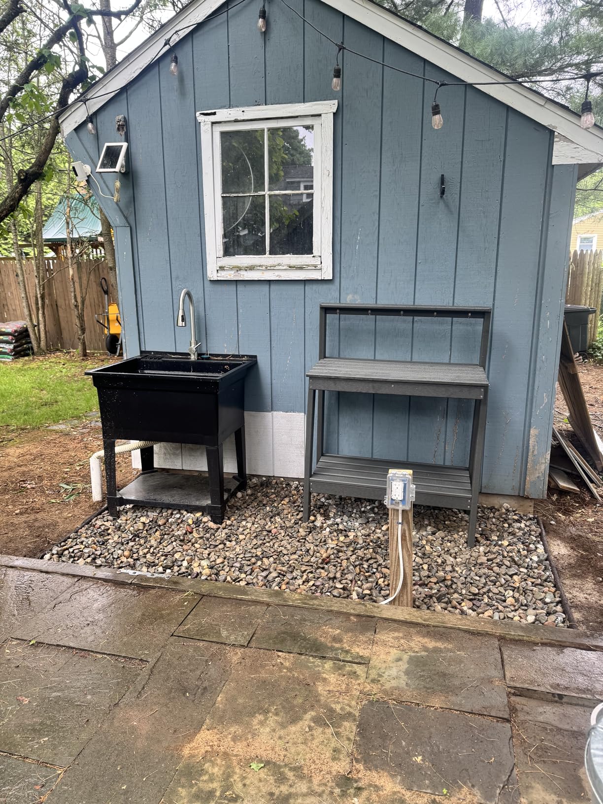 SERWALL Outdoor Potting Bench with Removeable Sink, Rot-Resistant HDPE Potting Table for Outside Gardening, All Weather Use - Brown customer photo 1