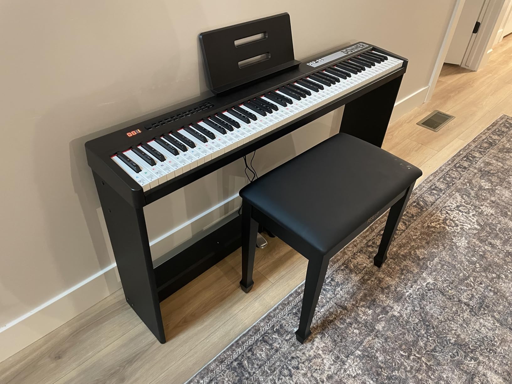 Donner Digital Piano Keyboard Velocity-Sensitive 88 Keys with Removable Piano Stand, Compact Beginner Home Electric Piano with Split Mode, LED Digital Tube for Display, and Triple Pedal DEP-08 customer photo 1