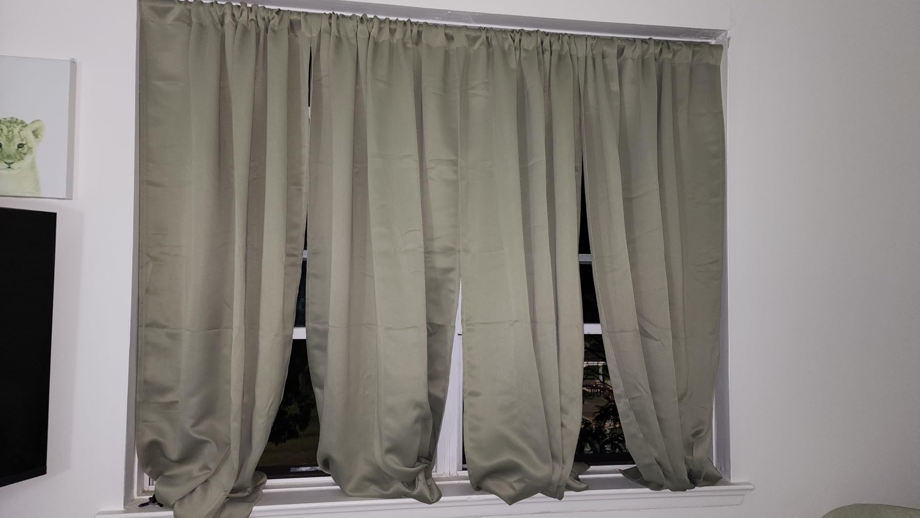 Simplebrand Ava Sage Green Blackout Curtains for Bedroom 63 Inch Length 2 Panels Set, Solid Thermal Insulated Energy Saving Rod Pocket Window Treatment Curtains Blackout Drapes, W40 x L63 Inch, Sage customer photo 1