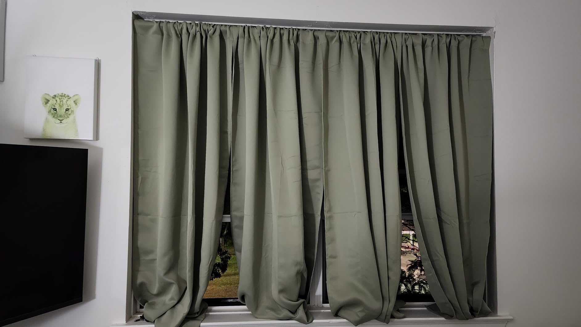 Simplebrand Ava Sage Green Blackout Curtains for Bedroom 63 Inch Length 2 Panels Set, Solid Thermal Insulated Energy Saving Rod Pocket Window Treatment Curtains Blackout Drapes, W40 x L63 Inch, Sage customer photo 2