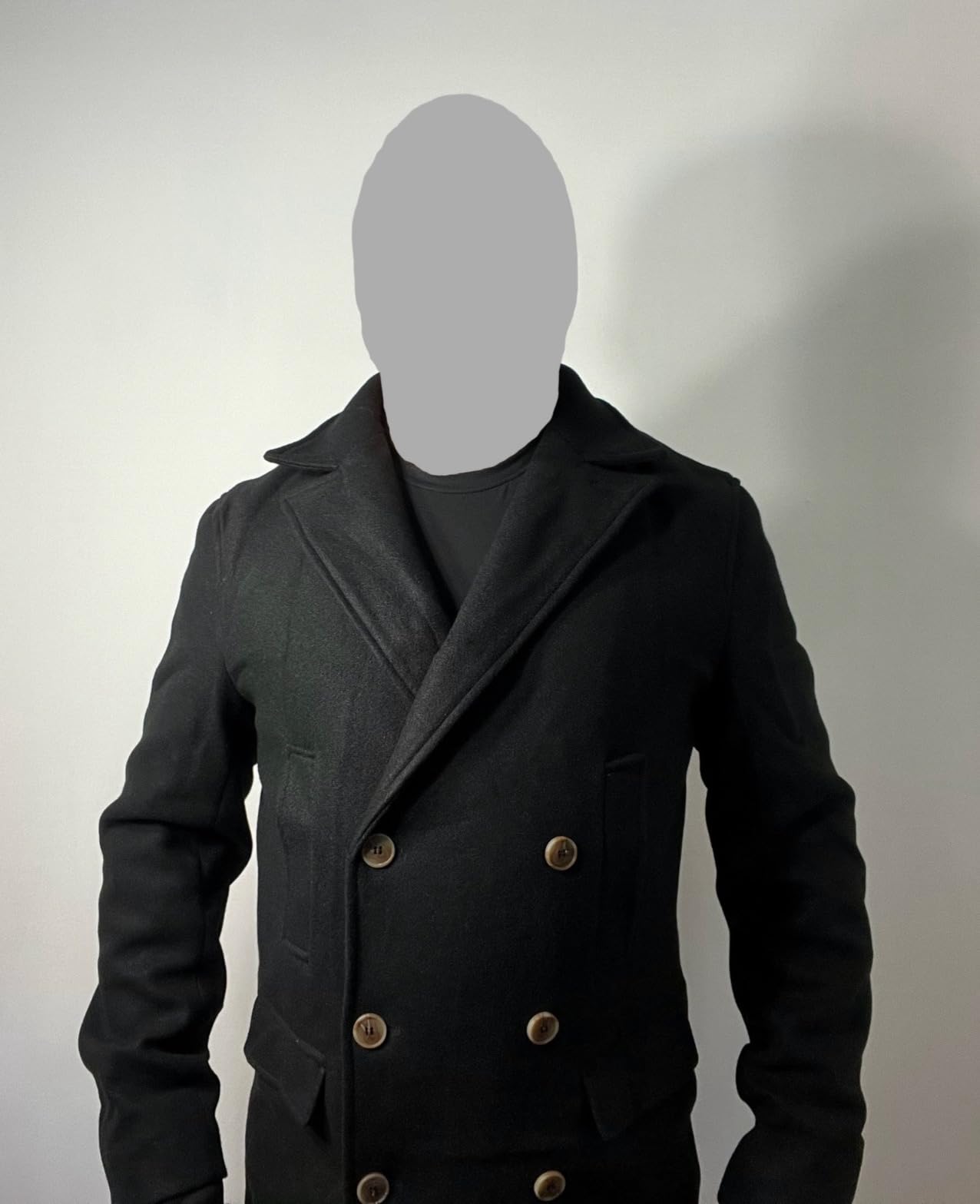 Runcati Mens Trench Coat Notch Lapel Slim Fit Double Breasted Casual Long Business Pea Coat Overcoat customer photo 1