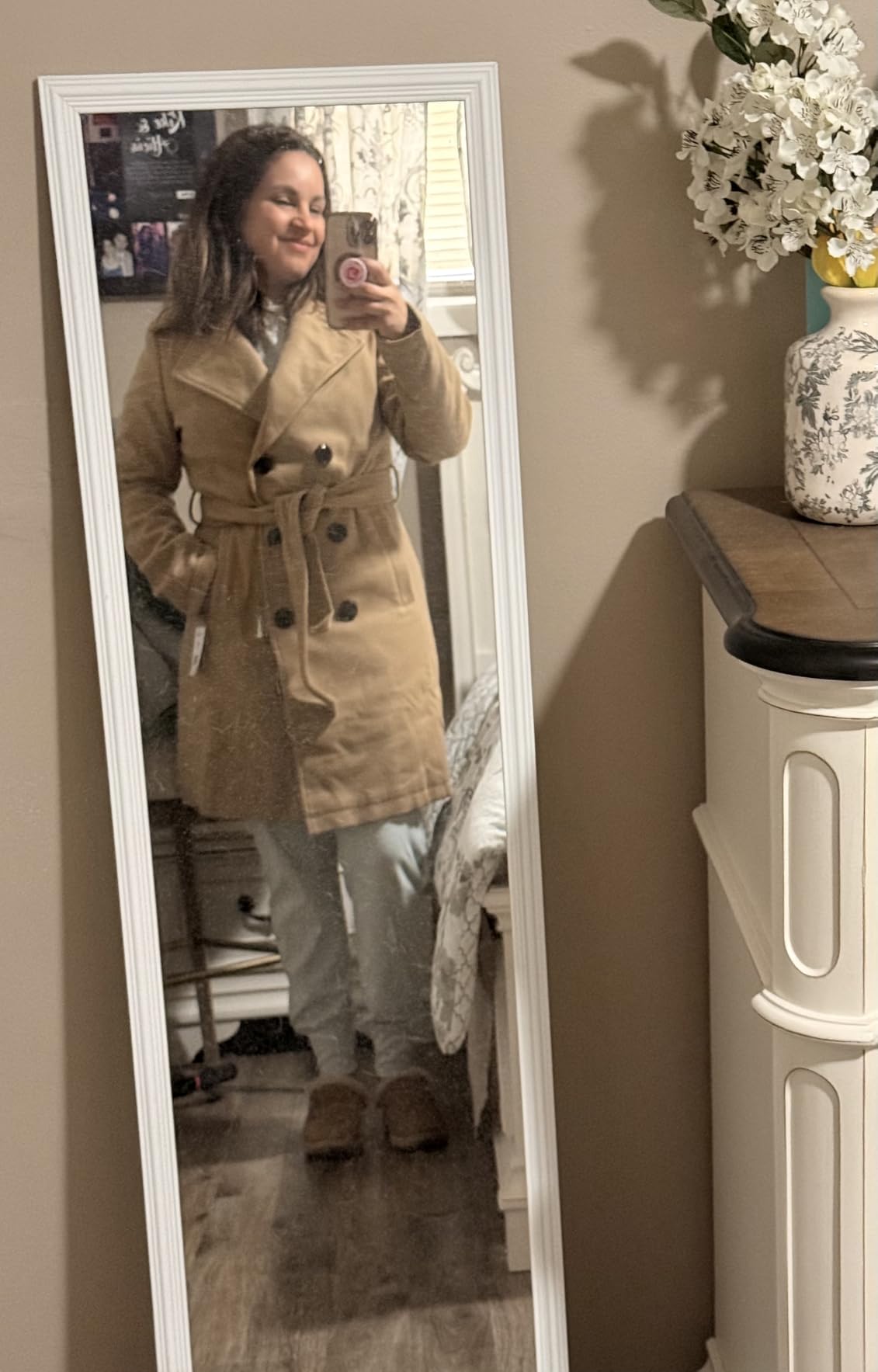 Steve Madden Trench Coat for Women - Double-Breasted Long Winter Faux Wool Coat customer photo 1