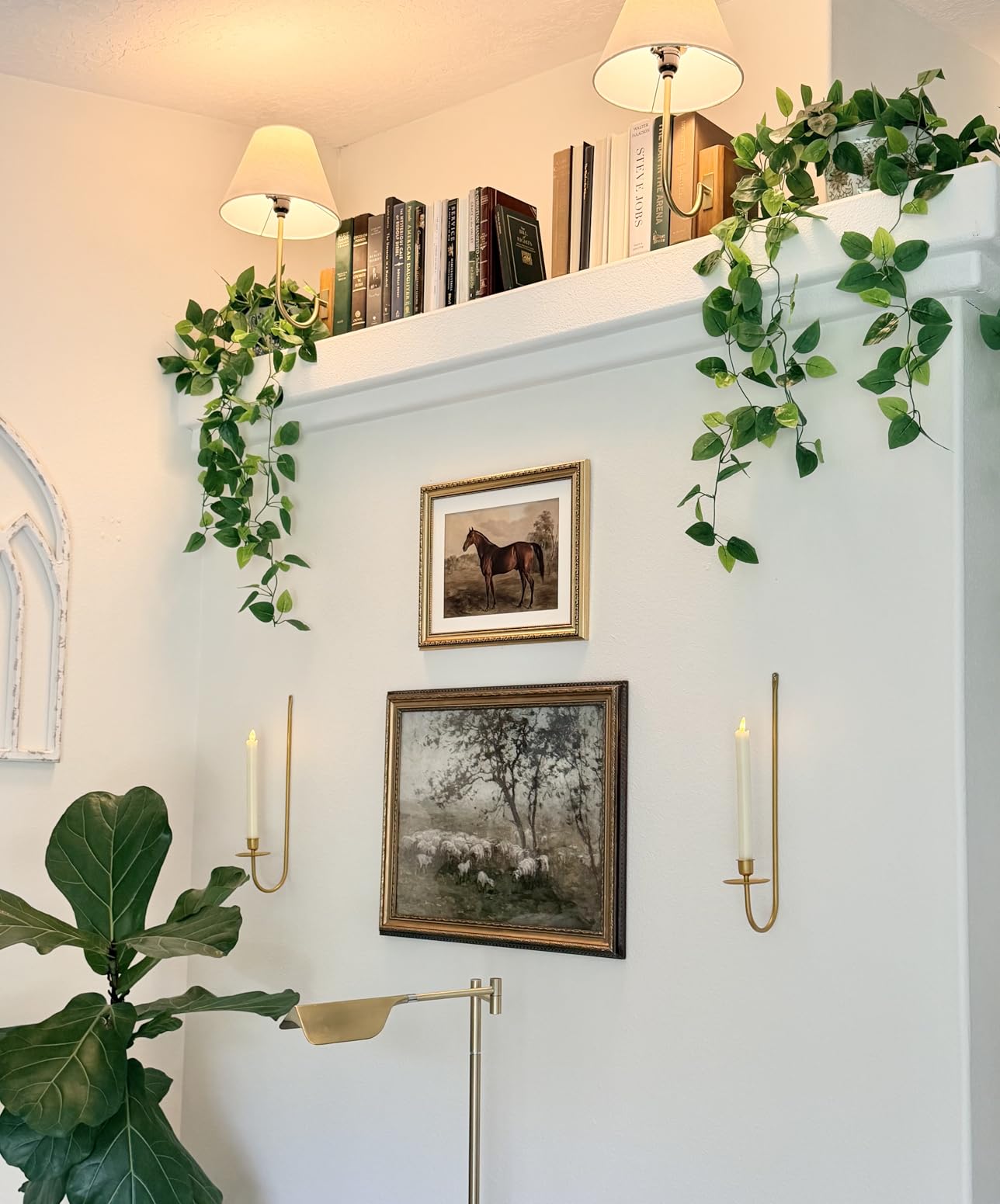 Fake Hanging Plants Vines(2pcs)for Room Decor, Artificial Ivy Greenery Garlands for Home Bedroom Living Aesthetic Kitchen Office Wall Patio Bookshelf,Indoor,Outdoor Farmhouse Decorations(No flowerpot) customer photo 2