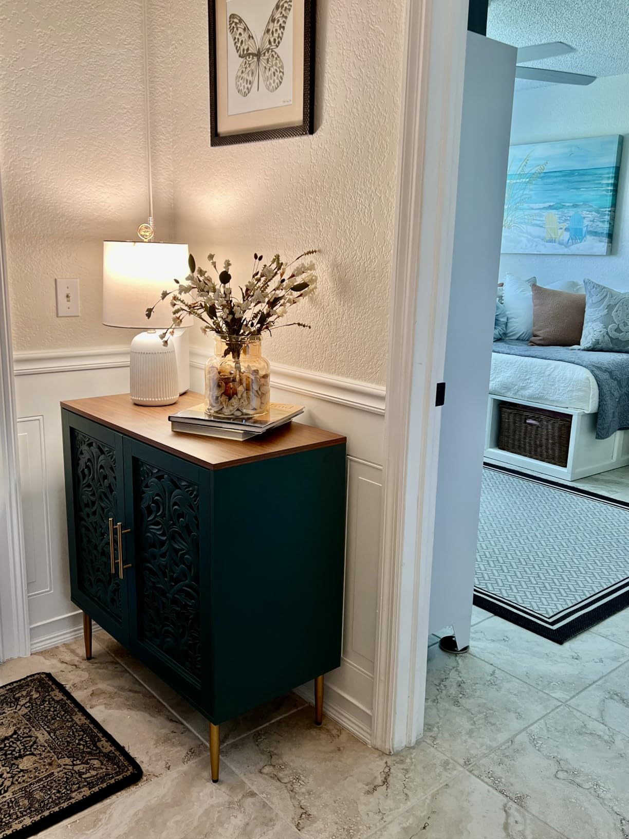ARTPOWER Accent Cabinet with 2 Doors, Vintage Hollow Carving Buffet Cabinet, Sideboards and Buffets with Storage, Credenza for Living Room, Kitchen, Dining Room, Entryway, Hallway, Walnut customer photo 1