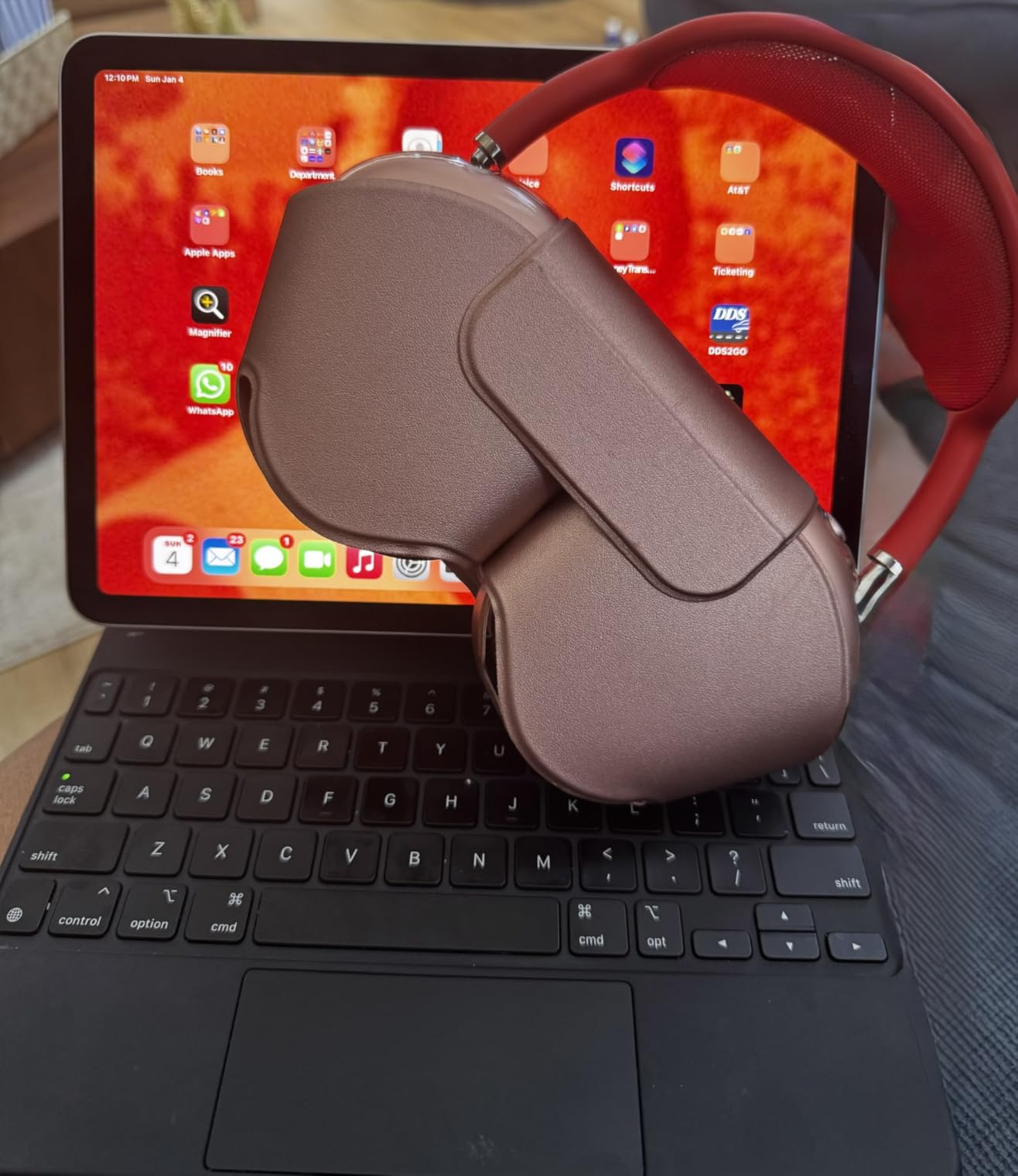 Maxjoy for Apple Airpods Max Smart Case Cover, Soft PU Leather Protective Cover Accessories for Airpod Max with Sleep Mode, Anti-Dust Travel Carrying Case for Airpods Pro Max Headphones, Black customer photo 2