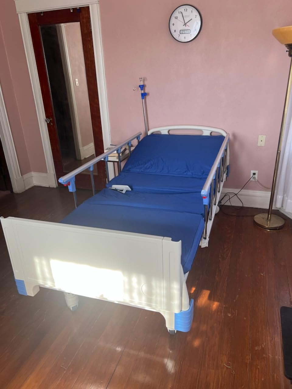 Hospital Bed Electric 2 Function, 5-Inch Locking Casters for Home Hospital Use, 530LBS Loading, with IV Pole, Bed Tray and Mattress customer photo 2