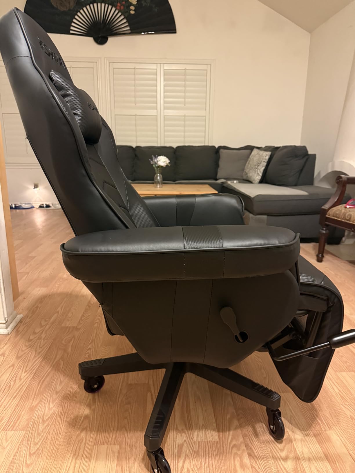 RESPAWN 900 Console Gaming Recliner with Footrest and Lumbar Support - Comfortable Ergonomic Gaming Chair with Headrest, No Wheels, Reclining, Heavy Duty, Racing Style Video Game Chairs - Gray Fabric customer photo 1
