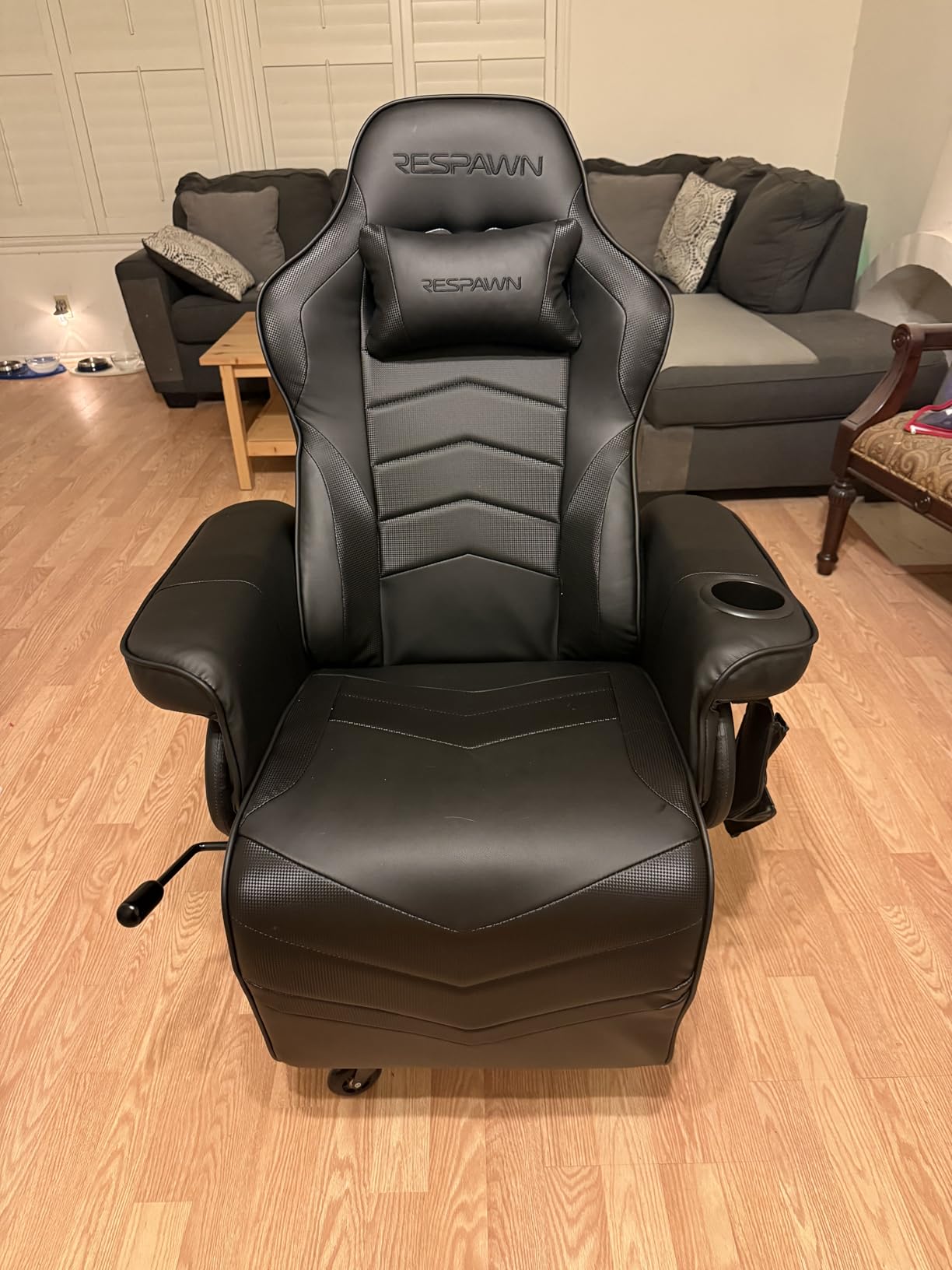RESPAWN 900 Console Gaming Recliner with Footrest and Lumbar Support - Comfortable Ergonomic Gaming Chair with Headrest, No Wheels, Reclining, Heavy Duty, Racing Style Video Game Chairs - Gray Fabric customer photo 2