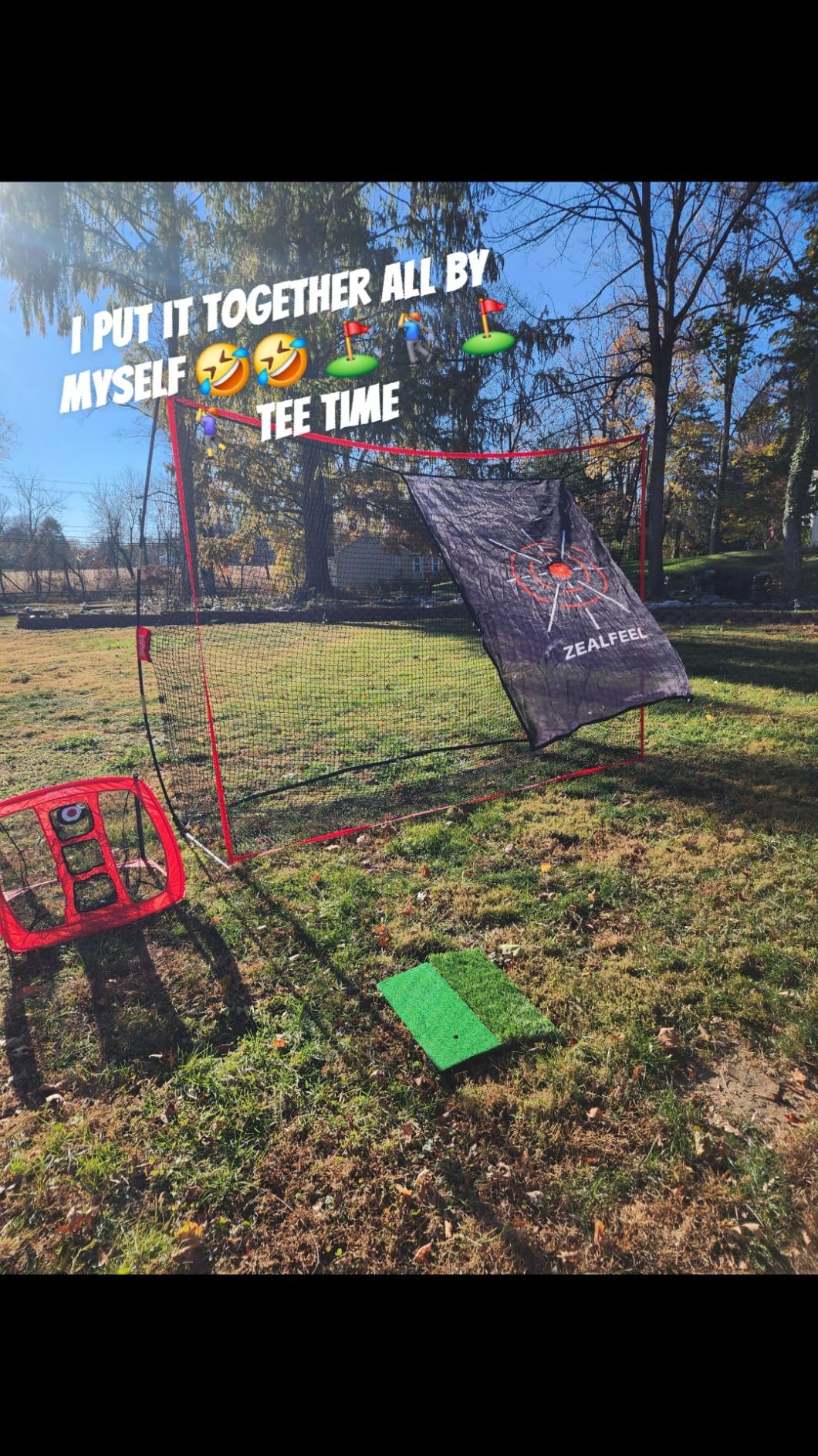 ZEALFEEL Golf Net, 10x7ft Practice Net with Chipping Net, Foldable Mat, Silk Target, 8 Tees, 6 Balls, Carry Bag, Golf Hiting Nets for Backyard Driving Chipping Indoor Outdoor Use customer photo 1
