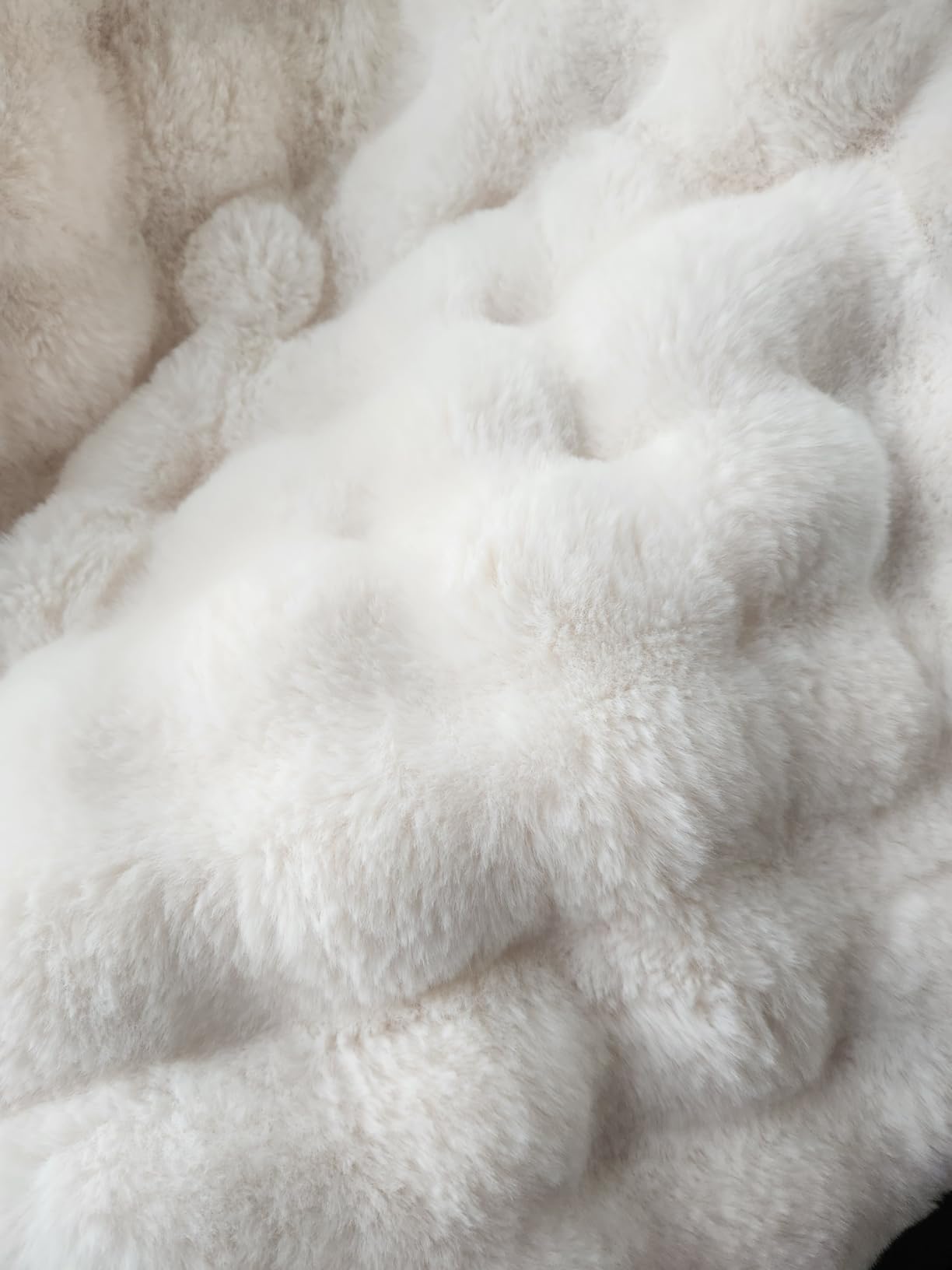 Ultra Soft Cozy Faux Fur Throw Blanket, Fuzzy Plush Thick Bubble Blanket, Luxury Fluffy Blanket for Couch, Sofa, Bedroom, and Living Room, 50x60 Inches, Cream White customer photo 1
