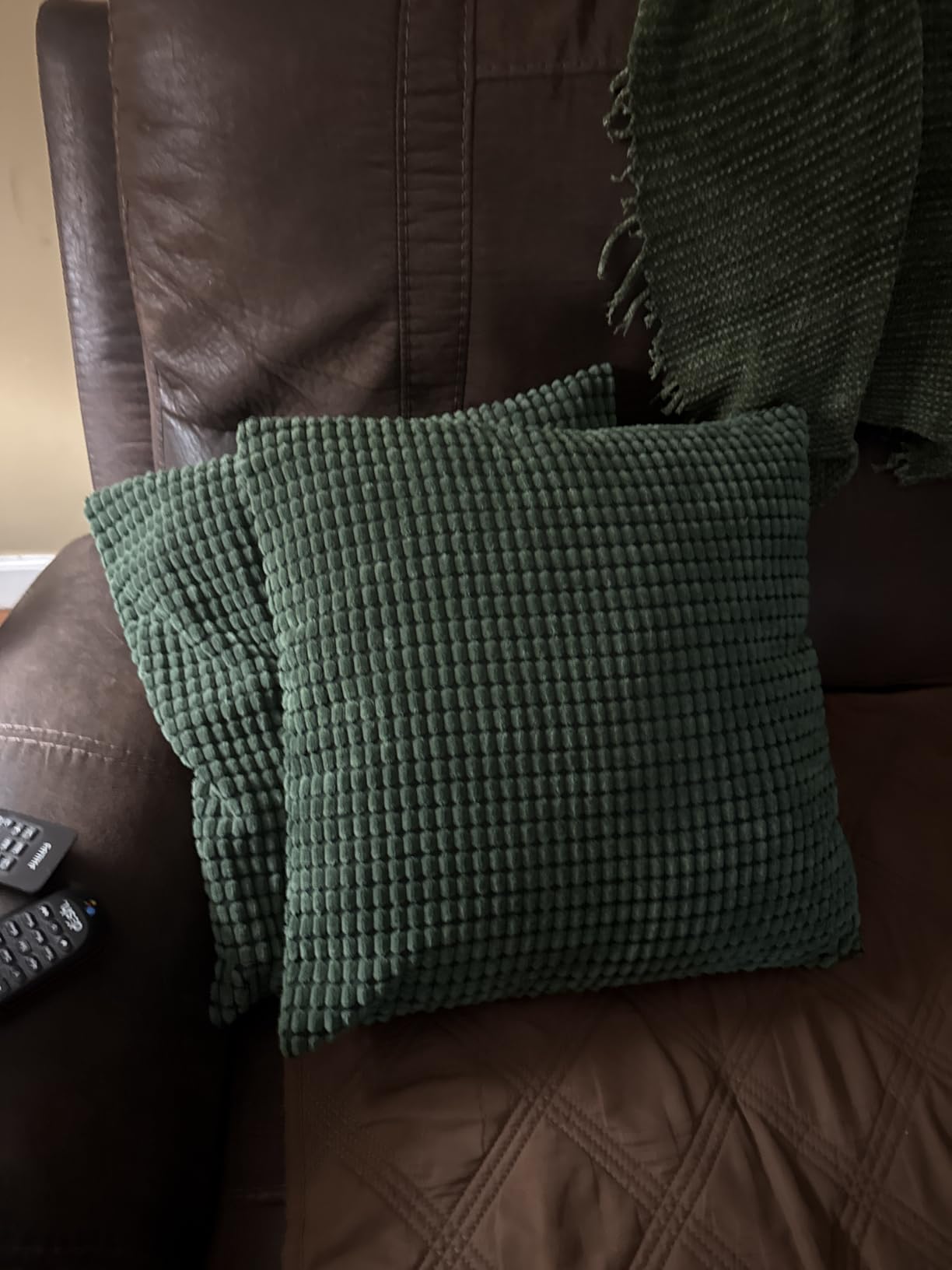 MIULEE Blue Decorative Pillow Covers 18x18 Inch Set of 4 Boho Western Farmhouse Home Decor Couch Throw Pillows Summer Coastal Corduroy Pillowcases Industrial for Sofa Living Room Bed customer photo 2