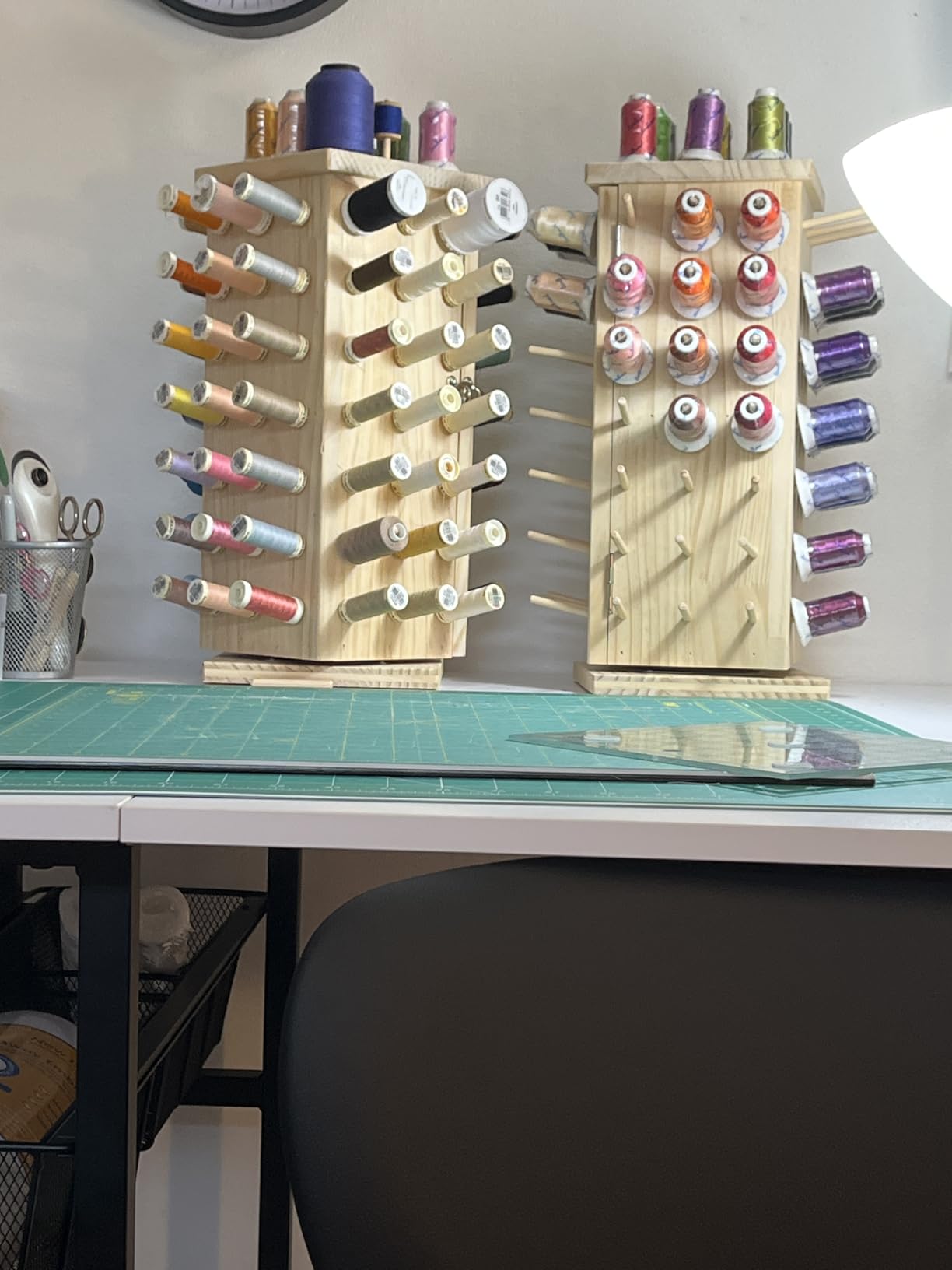 New brothread 129 Spools (DIY) 360 Degree Fully Rotating Wooden Thread Rack/Holder Organizer with Double Doors for Sewing, Quilting, Embroidery customer photo 1
