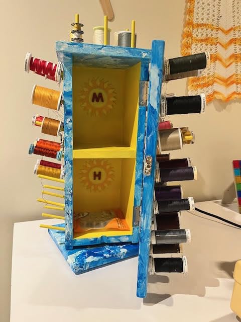 New brothread 129 Spools (DIY) 360 Degree Fully Rotating Wooden Thread Rack/Holder Organizer with Double Doors for Sewing, Quilting, Embroidery customer photo 2