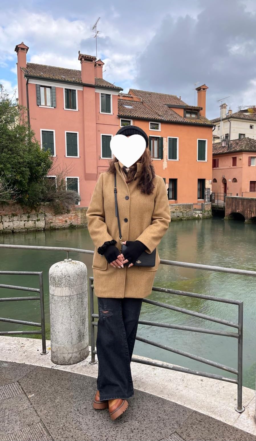 CHARTOU Women Winter Long Pea Coat Wool Blend Stand Collar Single Breast Thicken Blazer Jacket customer photo 1