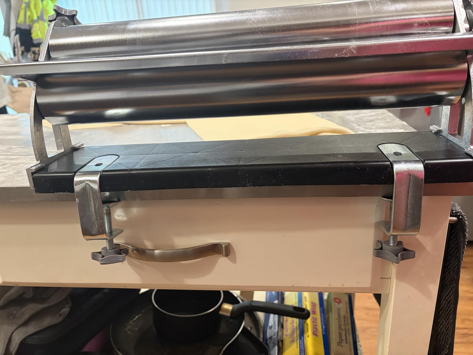 15.75in (40cm) Chrome Dough Laminator - Manual Pasta Maker for Noodles, Breads, Pizza, and Pastry - Adjustable Thickness Control, Durable Cast Iron and Steel Construction customer photo 1