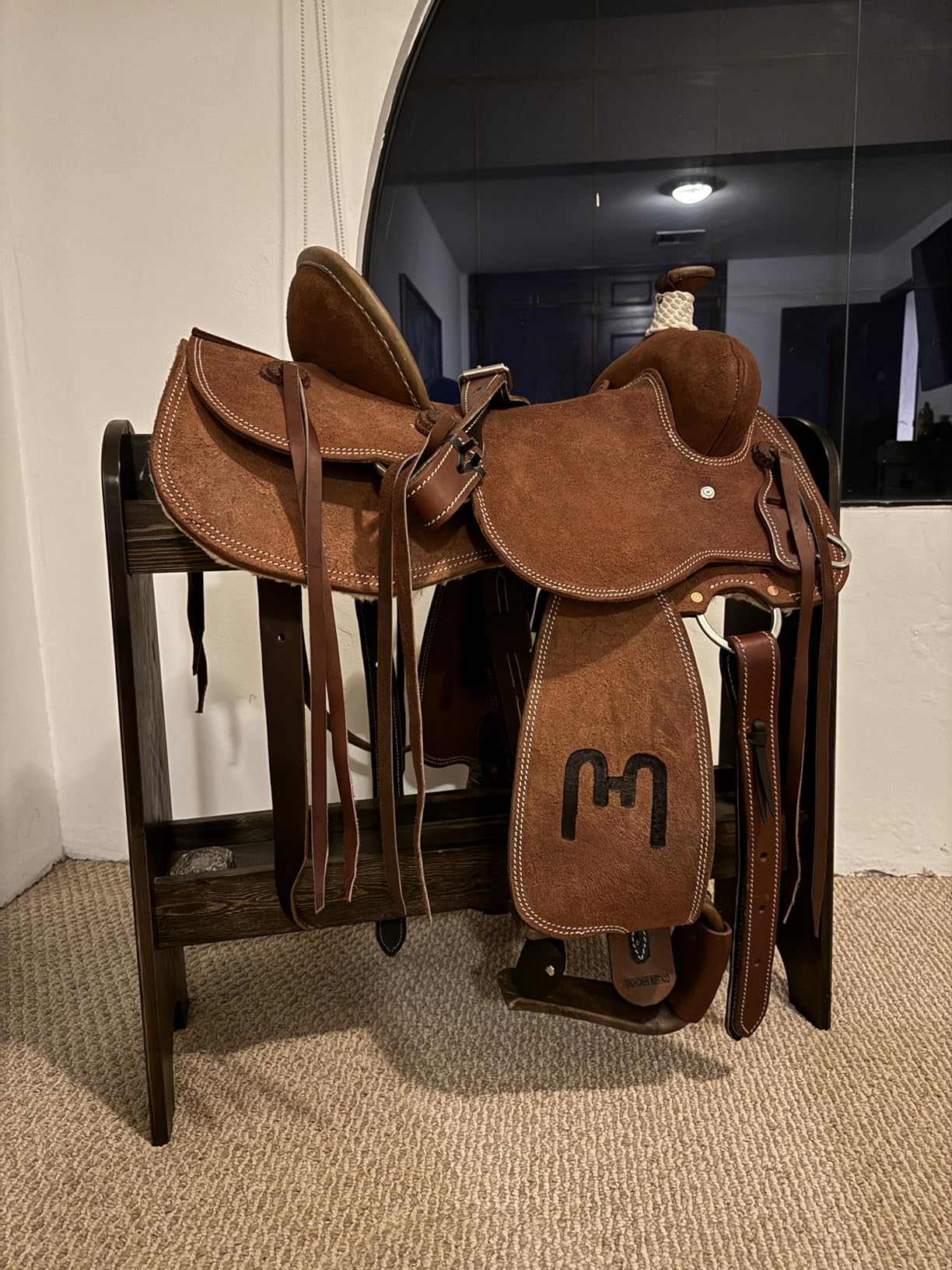 HOTCAN Pine Wood Saddle Rack | Ideal Saddle Stand for Horse Gear and Horse Tack Organizers | Suitable for Displaying Trophy Tack at Home | Compatible with English, Australian, Western Saddles customer photo 1