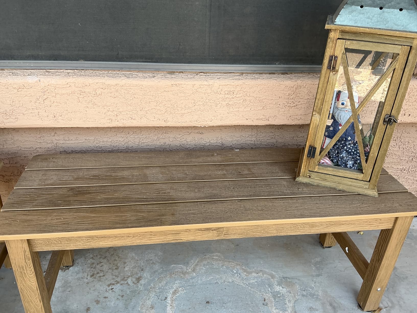ONBRILL Outdoor Benches Weatherproof, 2-Person Poly Lumber Garden Bench, All-Weather Patio Bench Will not Rot and Fade for Garden, Porch, Backyard and Park, Easy Installation, Black customer photo 1