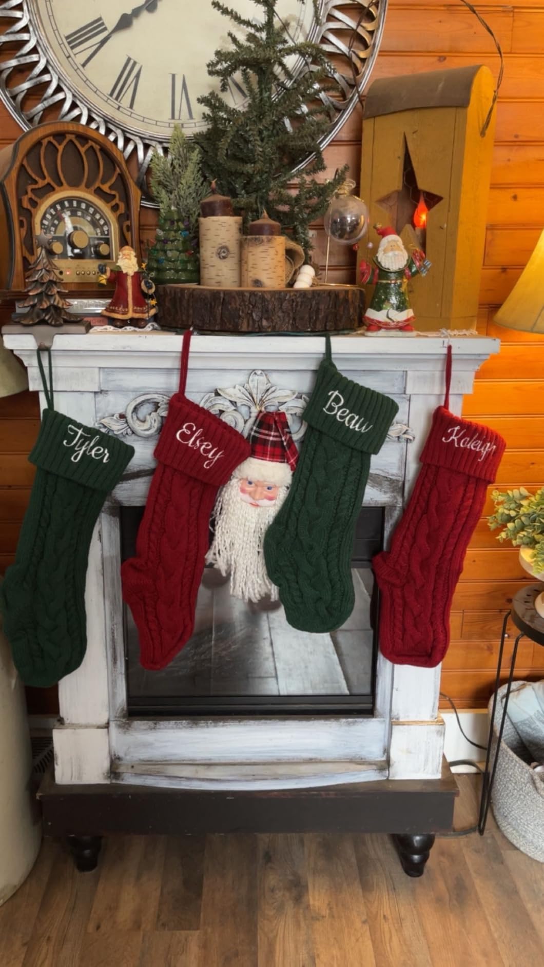 ELEGANTPARK Personalized Christmas Stockings 1 Pack Knit Christmas Stockings with Embroidered Names Red Green White Xmas Decoration for Fireplace Hanging Holiday Decoration for Family Kids 18 Inch customer photo 1
