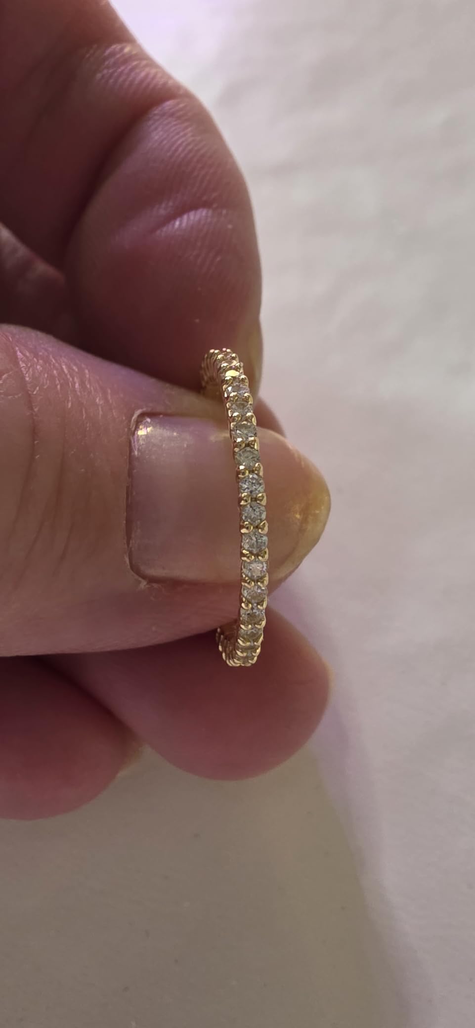Amazon Essentials IGI Certified Lab Grown Diamond Eternity Band in Solid 14k Gold (VS1-VS2 Clarity, G-H Color) - Eternity Ring - Stackable Rings for Women customer photo 1