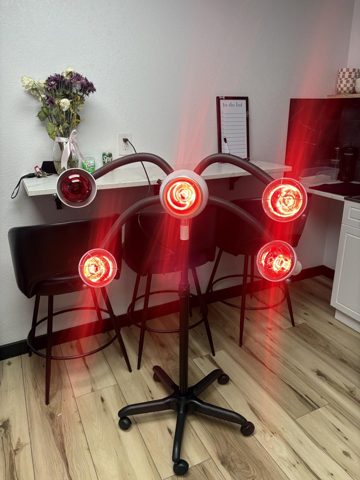 750W Infrared Heat Lamp Red Light, 5 Head Portable Floor Hair Dryer Stand Up Color Processor Styling Perming Dryer Accelerator customer photo 1