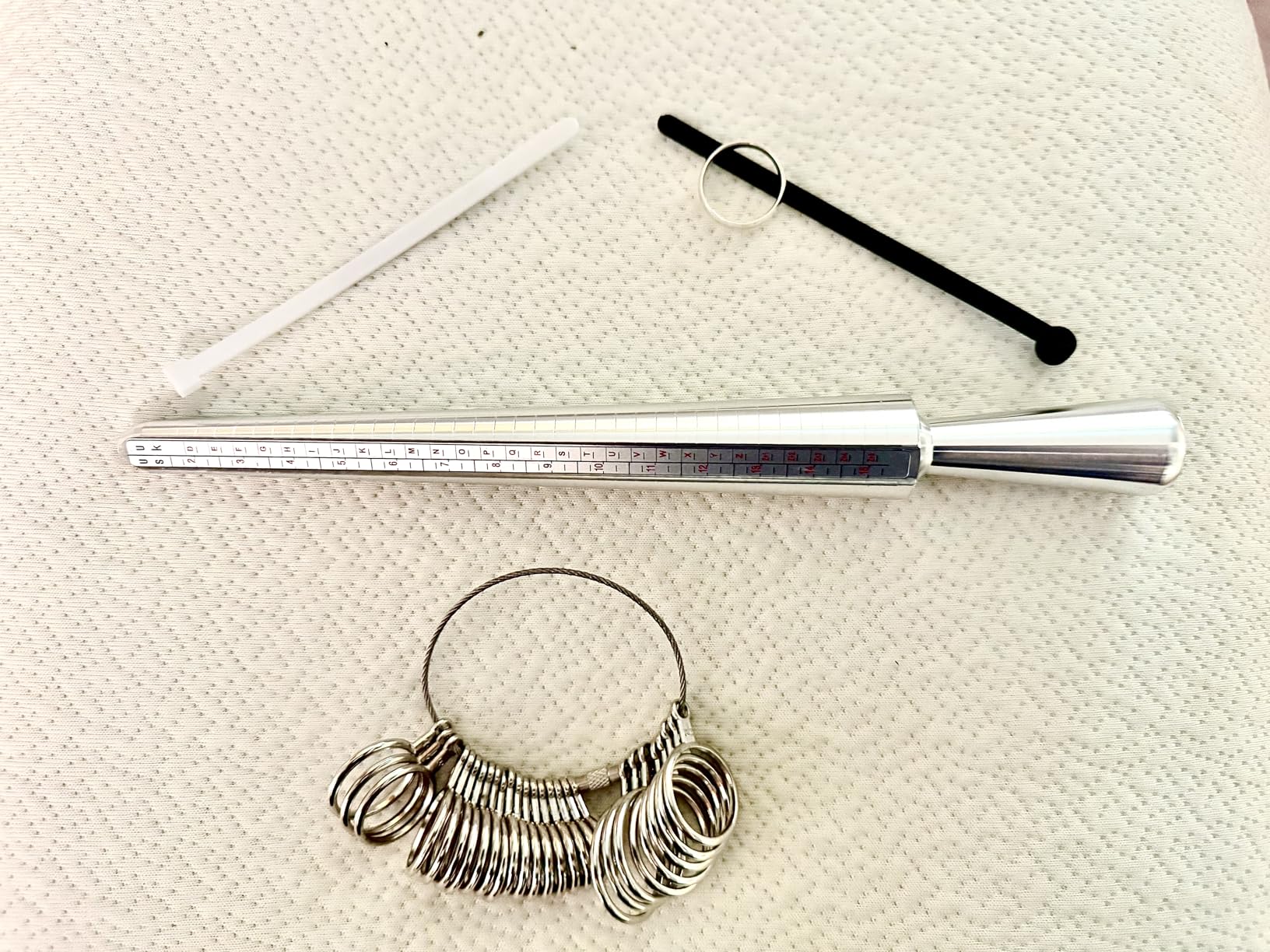 Ring Sizer Measuring Tool Kit, Ring Mandrel Measurer, 27 PCS Premium Steel Measuring Ring Tool, US Ring Size 0-13, 2 PCS Reusable Finger Size 1-17 USA Rings Size with Magnified Glass customer photo 1