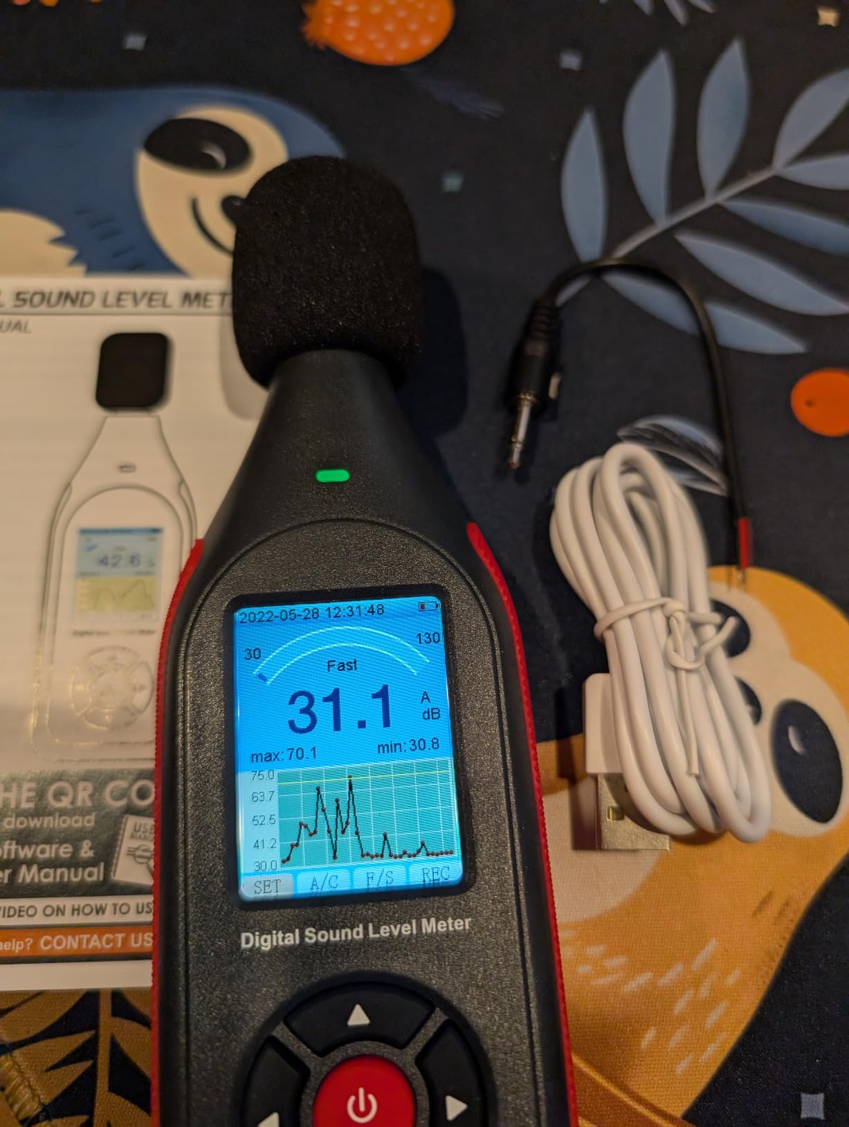 Decibel Meter Data Logger Digital Sound Decibel Meter, Sound Level Meter with 43,000 Data Record & Export, Rechargeable Noise Meter with A/C Frequency & DC Output, 3-Color Alarm, Real Time Measurement customer photo 1