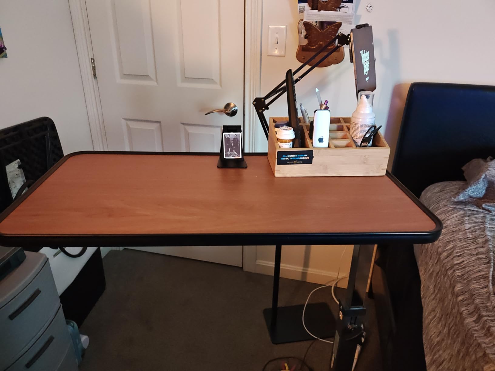 Medical king Adjustable Overbed Bedside Table with Wheels Bed Desk Over Bed with Wheels Hospital Table for Hospital and Home Use customer photo 1