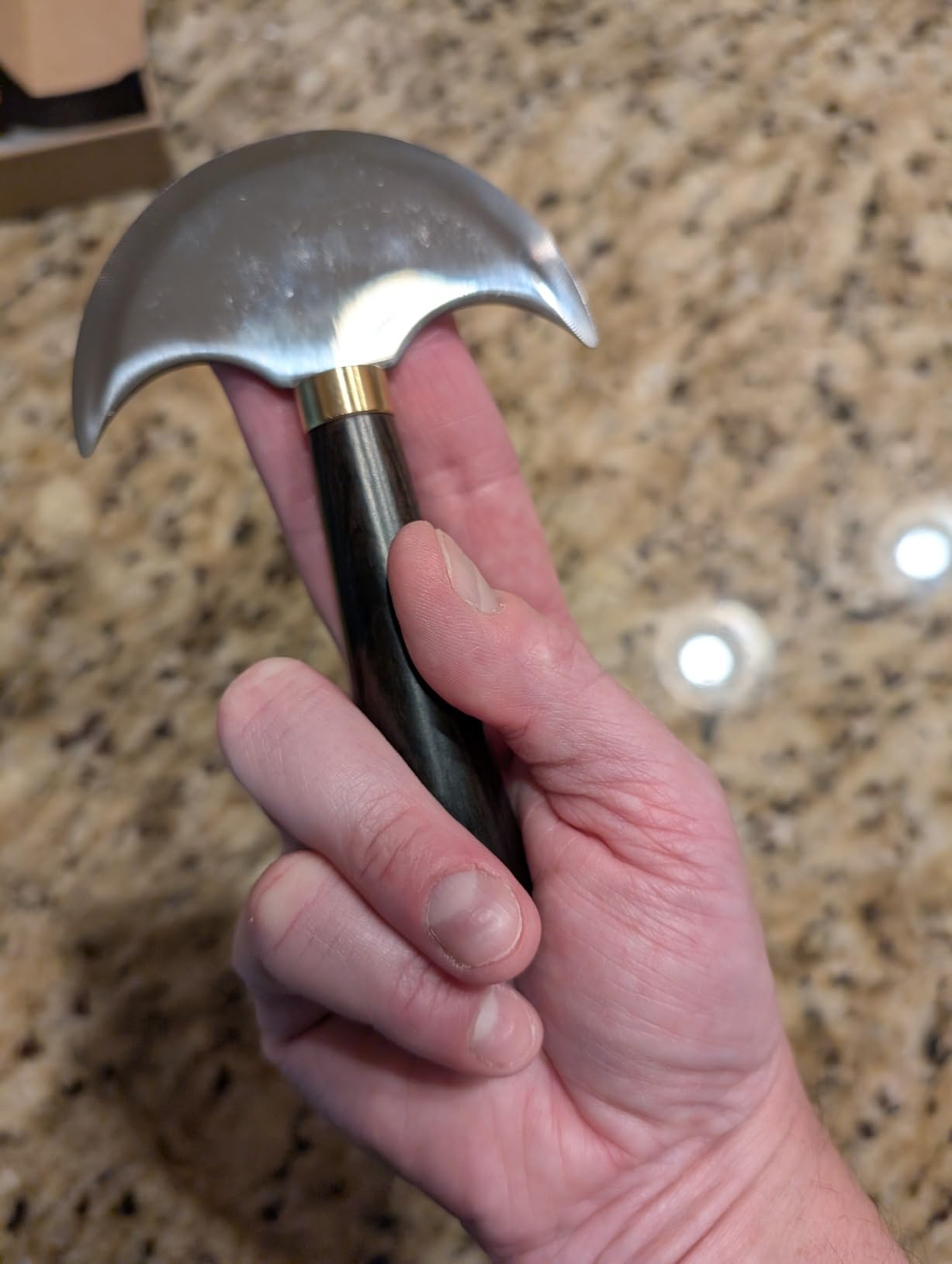Leather Round Head Knife with Ebony Wooden Handle, Leather Working Tool, Sharp Cutting Tool, Round Cutting Edge for Cutting, Skiving, Crafting & Artistic Project (S) customer photo 2