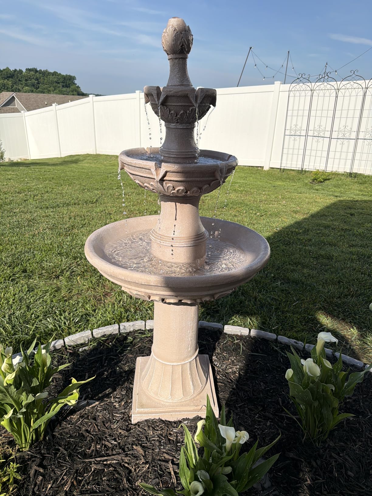 Italian Outdoor Water Fountains Garden Decor - 48.4''H Fountains and Waterfalls Outside, Large Cascading Indoor Floor-Standing Resin Bubbler Fountain Features W/Pump for Patio, Yard and Home customer photo 1