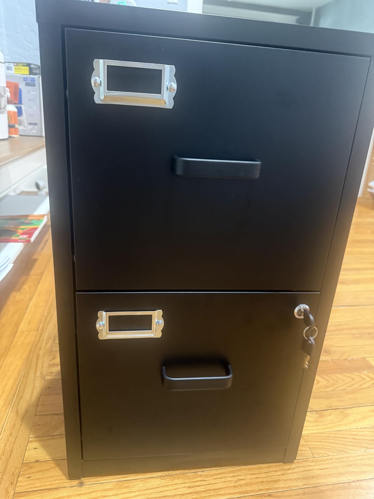 SISESOL 2 Drawer File Cabinet with Lock, Narrow Vertical Filing Cabinet, Under Desk File Cabinets, Black Metal File Cabinets for Home Office, Fit Letter/A4/Legal Size File, Easy Assembly customer photo 1