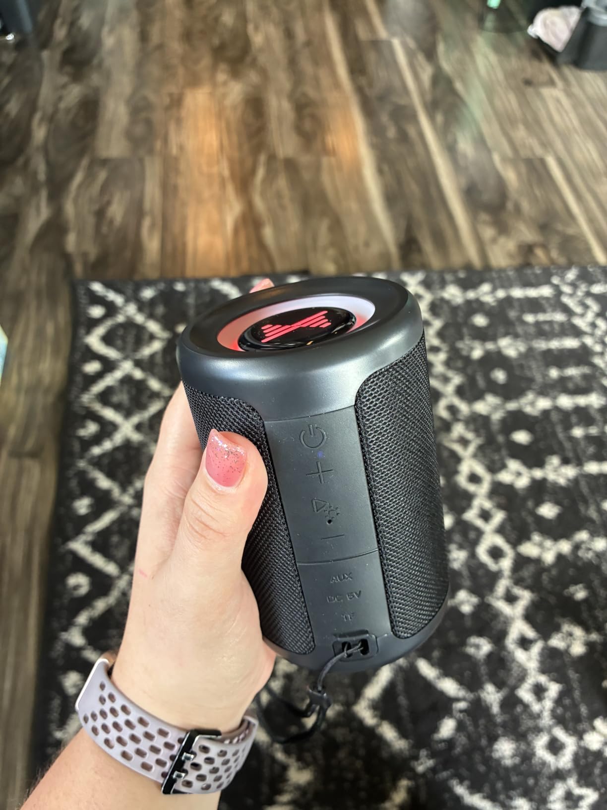 LENRUE Small Portable Bluetooth Speaker with Lights, TWS Stereo Surround Sound, Type C Powered, Bluetooth 5.3, AUX TF Card Input, Wireless for Outdoor Home, Coolest Gifts customer photo 1