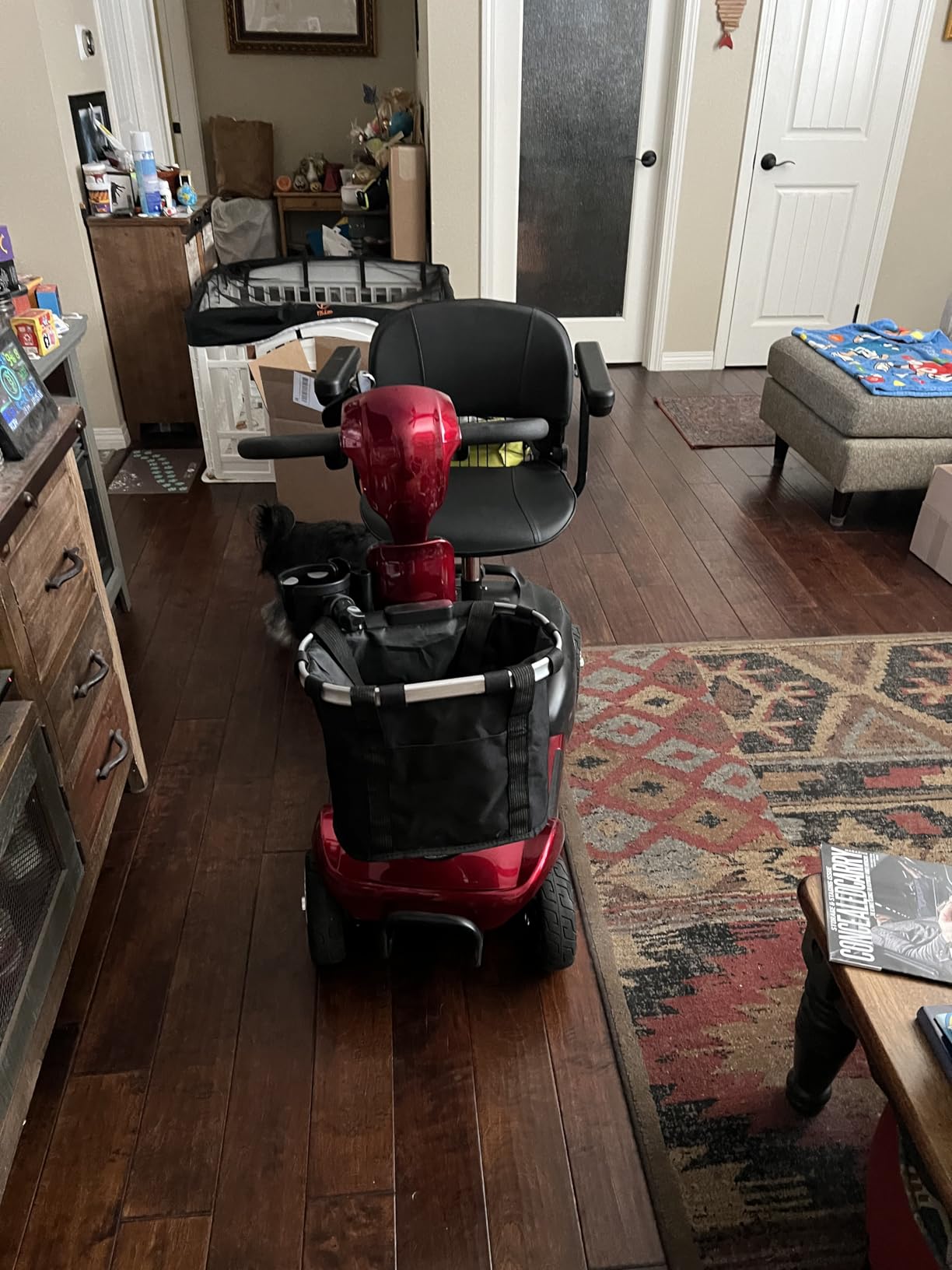 20 Miles 4 Wheels Mobility Scooter for Seniors/Adults Up to 300LBS, 350W Electric Wheelchair Detachable Lithium Battery, Dual Baskets, Rotating Seat, with Taillight, USB Charging, Red 18AH customer photo 1