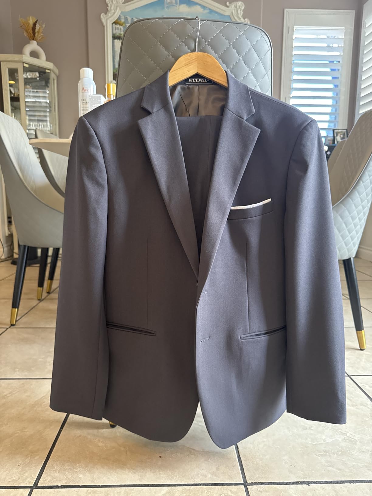 Men's 2 Piece Suits Slim Fit Two Button Blazer Jacket Pants Set for Party, Wedding and Business customer photo 1