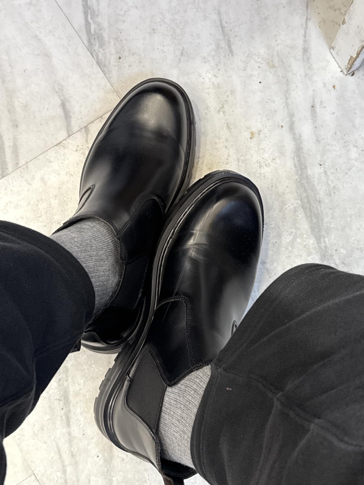 Men's Wide Toe Box Platform Chelsea Boots Slip-On Casual Ankle Dress Boot customer photo 2
