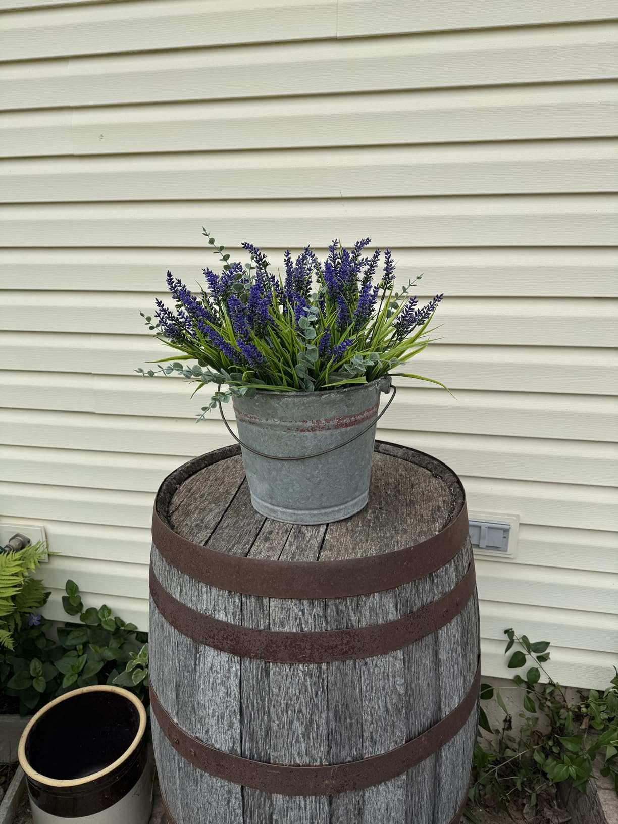 Geegoods Artificial Plants Flowers Outdoor - 24 Bundles UV Resistant Faux Lavender Flowers with Monkey Grass for Garden Porch Window Patio Hanging Planter Decor customer photo 1
