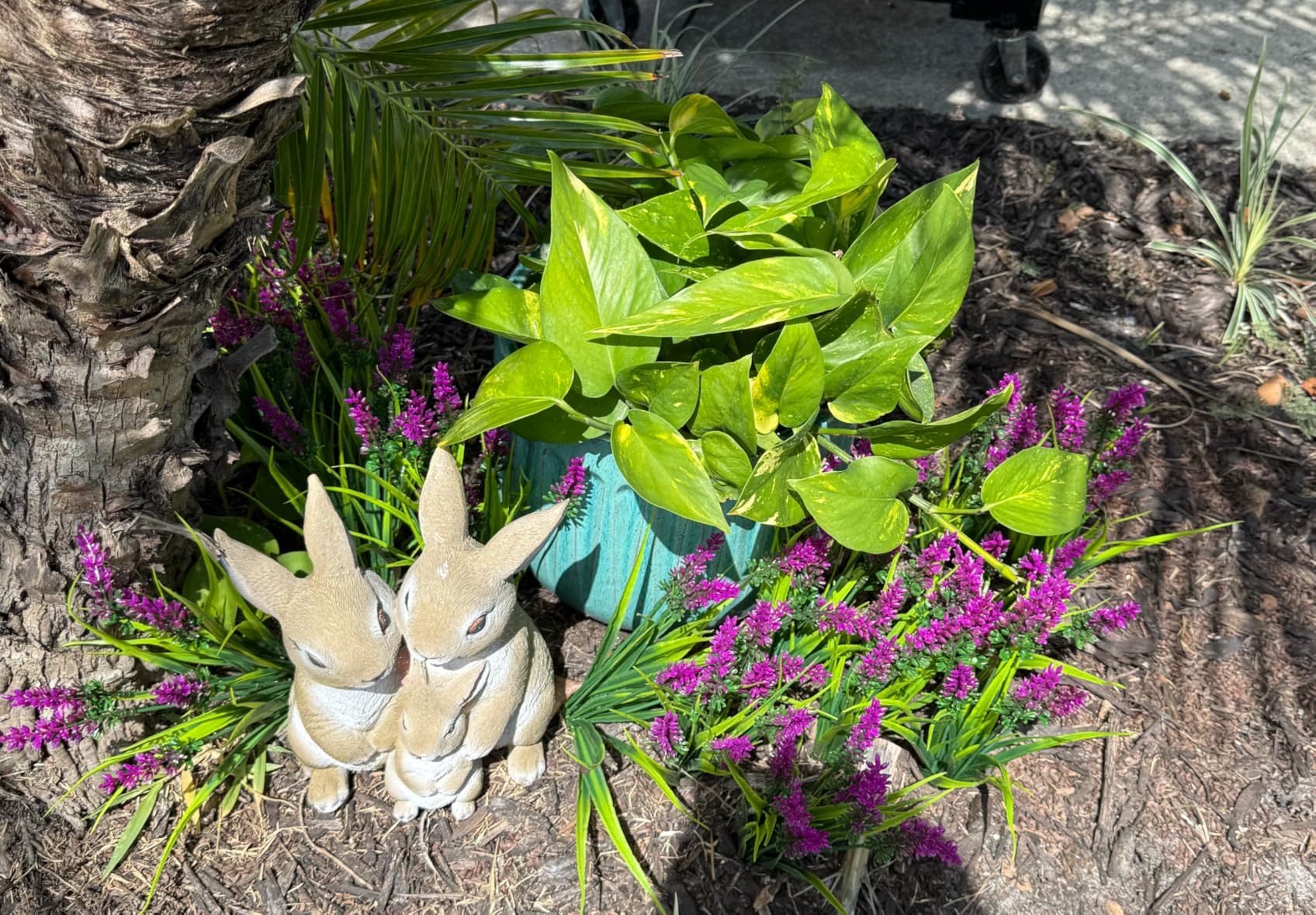 Geegoods Artificial Plants Flowers Outdoor - 24 Bundles UV Resistant Faux Lavender Flowers with Monkey Grass for Garden Porch Window Patio Hanging Planter Decor customer photo 2