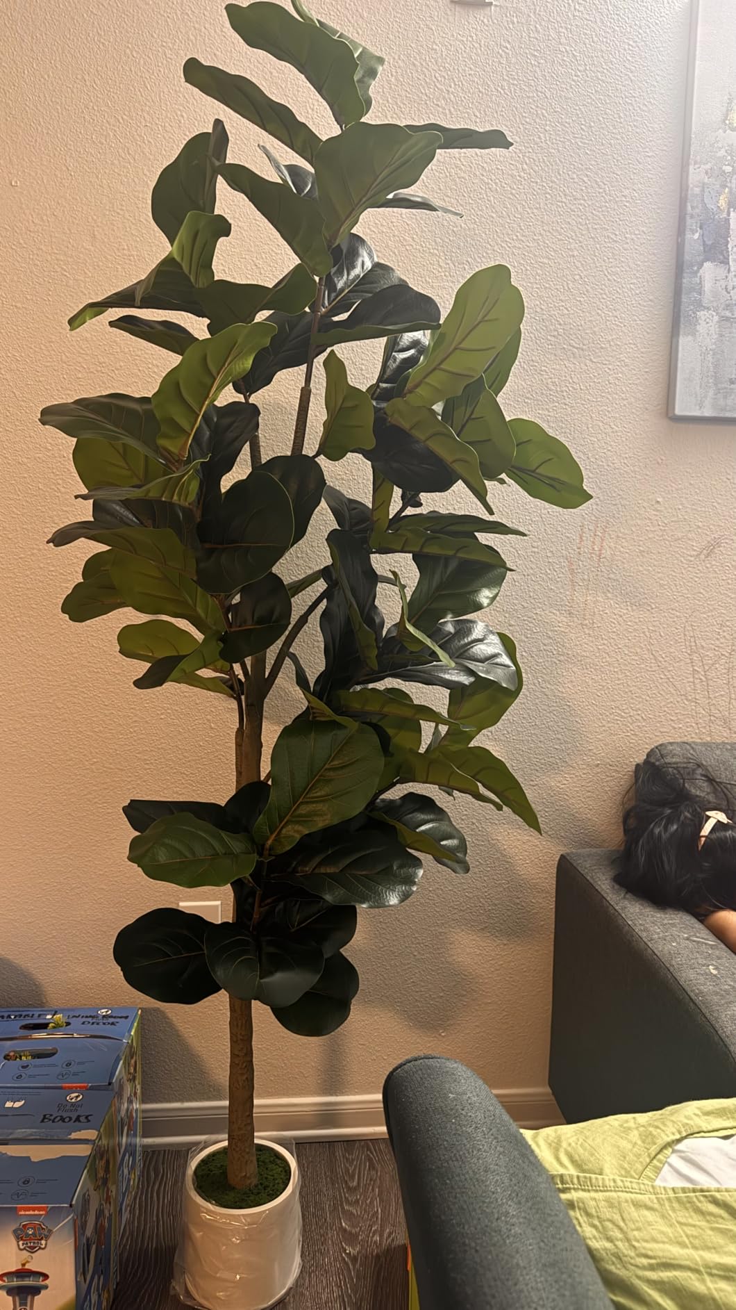 VIVATREES 6FT Fiddle Leaf Fig Artificial Tree with White Planter Pot,Faux Floor Plant, Indoor and Outdoor Fake Plants for Home Office Decor customer photo 2