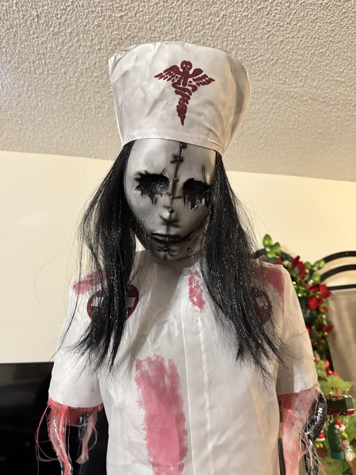 Haunted Hill Farm Life-Size 5.2-Ft Animatronic Convulsing Nurse by Tekky Halloween Decoration with Motion-Activated Sounds customer photo 1
